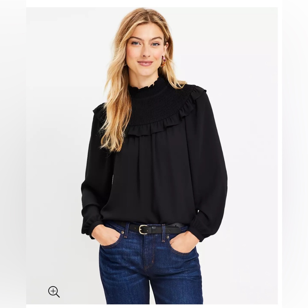NWT Loft Ruffle Smocked Yoke Blouse